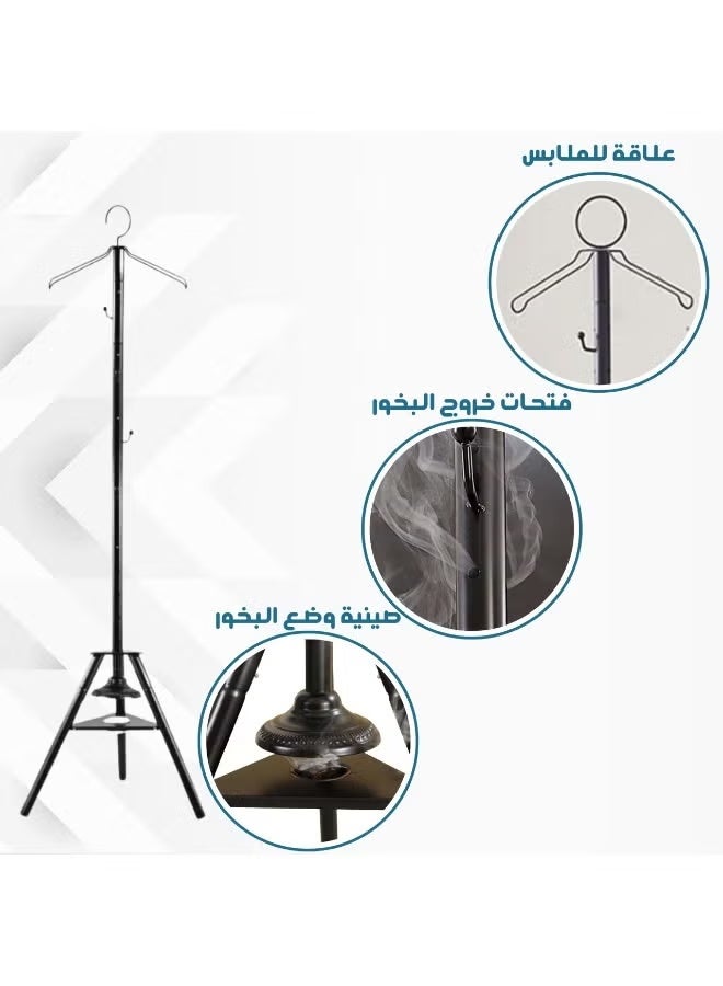 Denx حامل الملابس الأرضي للعلاج بالروائح DX3619 بارتفاع 175 سم مع قاعدة حديدية وموقد عطر مدمج للتجفيف الداخلي، حامل ملابس ثقيل لتوفير المساحة لغرفة النوم، وغرفة الغسيل، والشرفة - Image 4